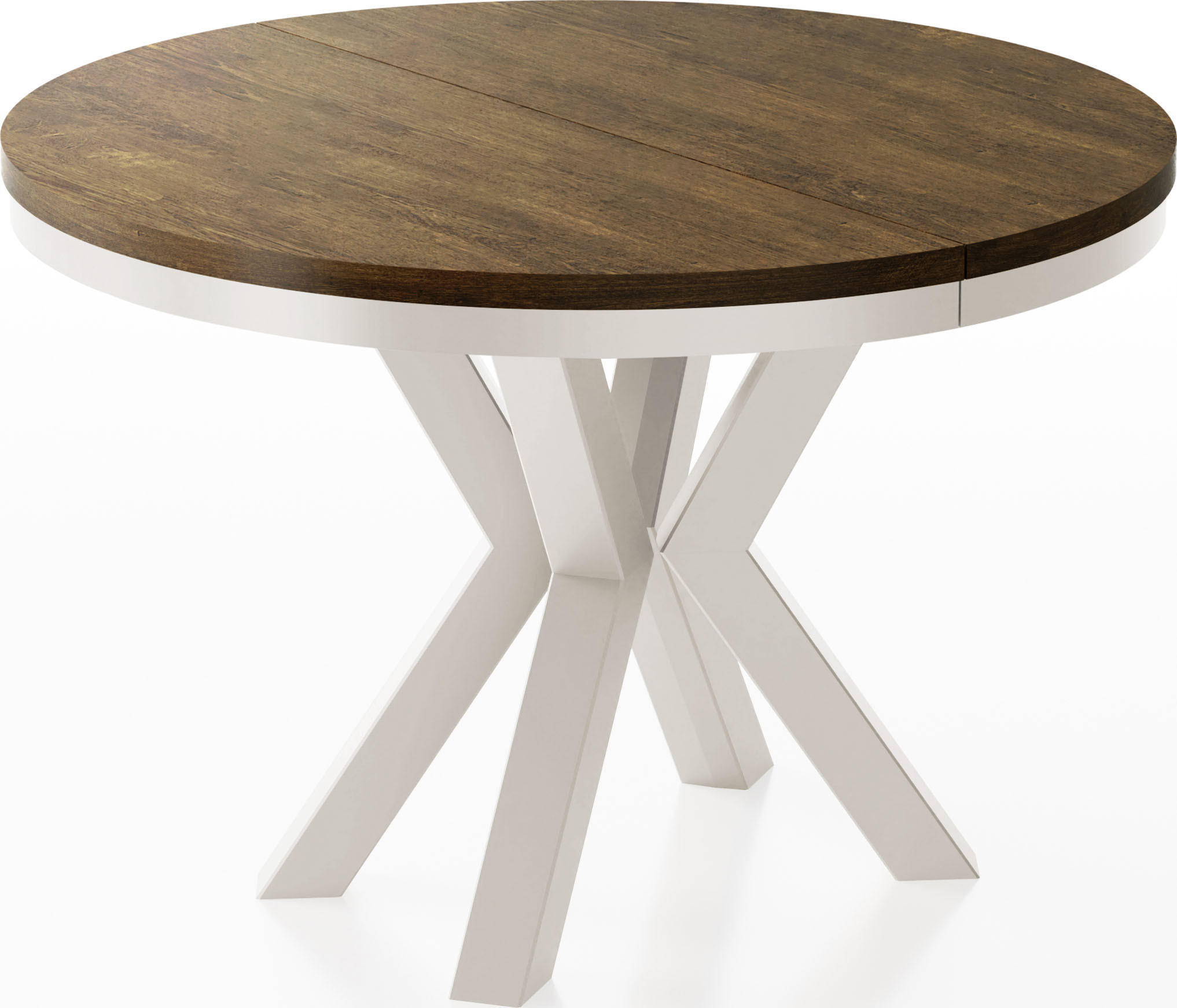 ESSTISCH Clara Beige Cashmere runder ausziehbarer, Lefkas Eiche 100-180/100/76 cm - Kaschmir/Alteiche, Holzwerkstoff/Metall (100/100/76cm) - WFL GROUP