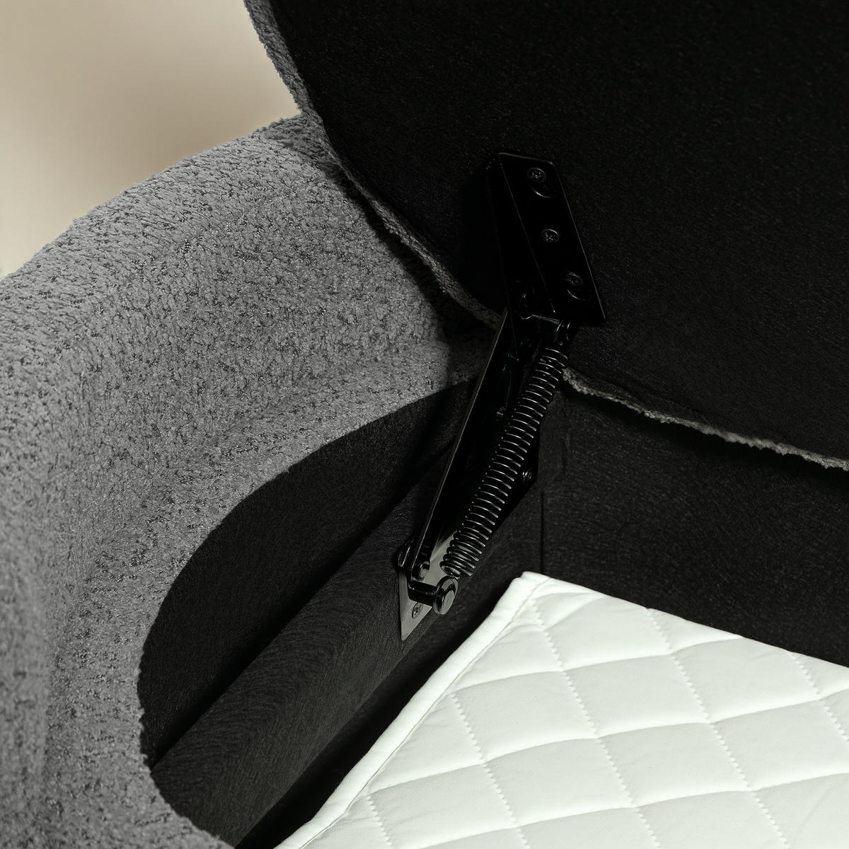 TRUHENBANK Samtoptik Grau - Eukalyptusholzfarben/Grau, Holz/Kunststoff (44/45.5/105cm) - HOMCOM