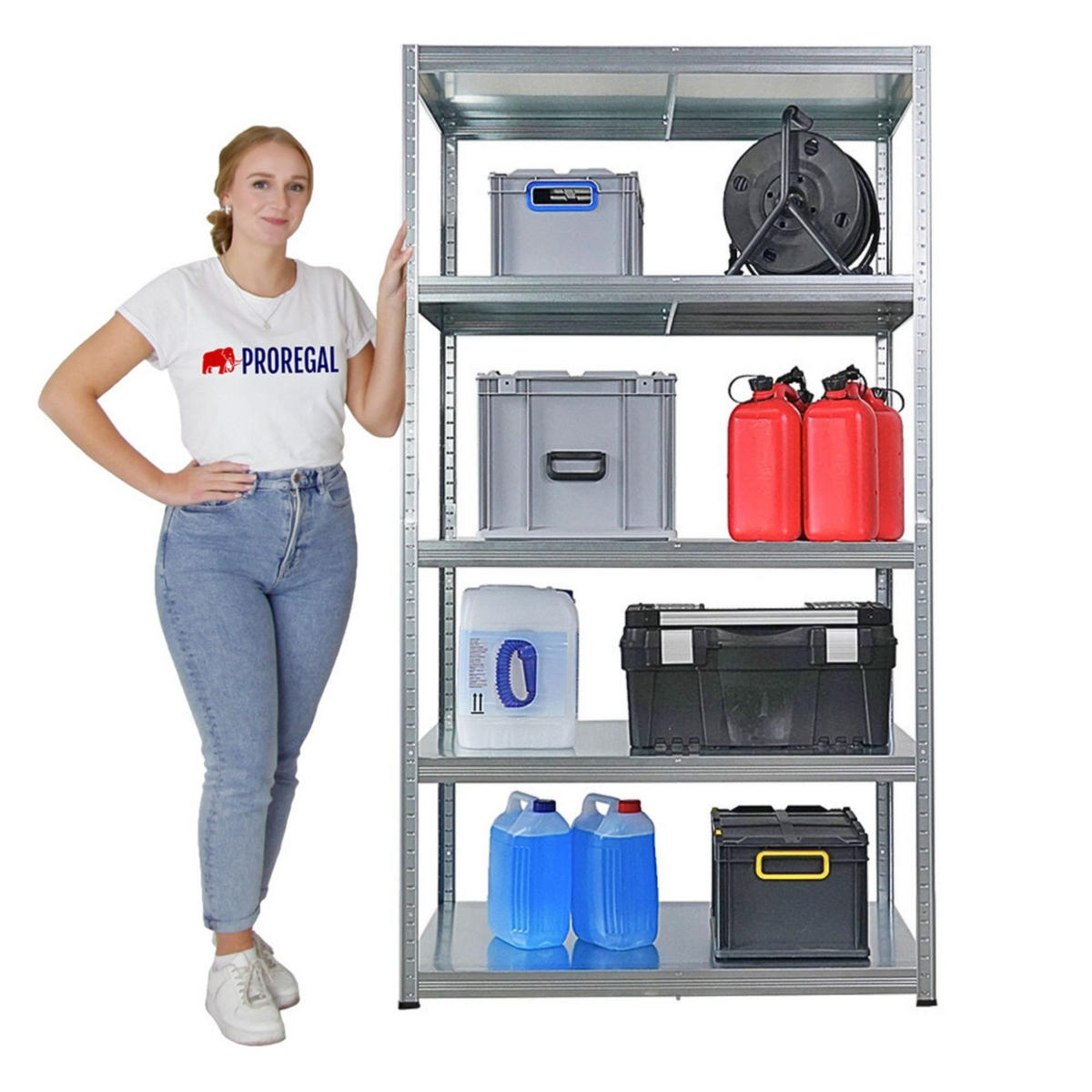 SCHWERLASTREGAL Steel Eagle 180x100x60cm Fachlast 130kg Verzinkt - Silberfarben, Metall (100/180/60cm) - PROREGAL