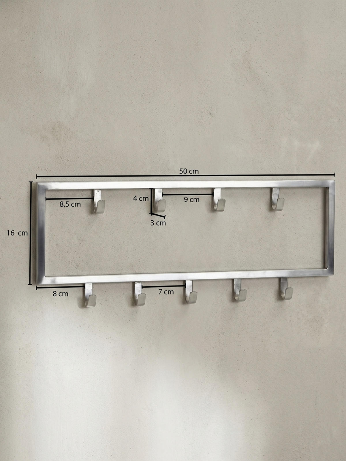 WANDGARDEROBE Metall Silber Modern poliert - Silberfarben, Metall (50/20/4cm) - KADIMA DESIGN
