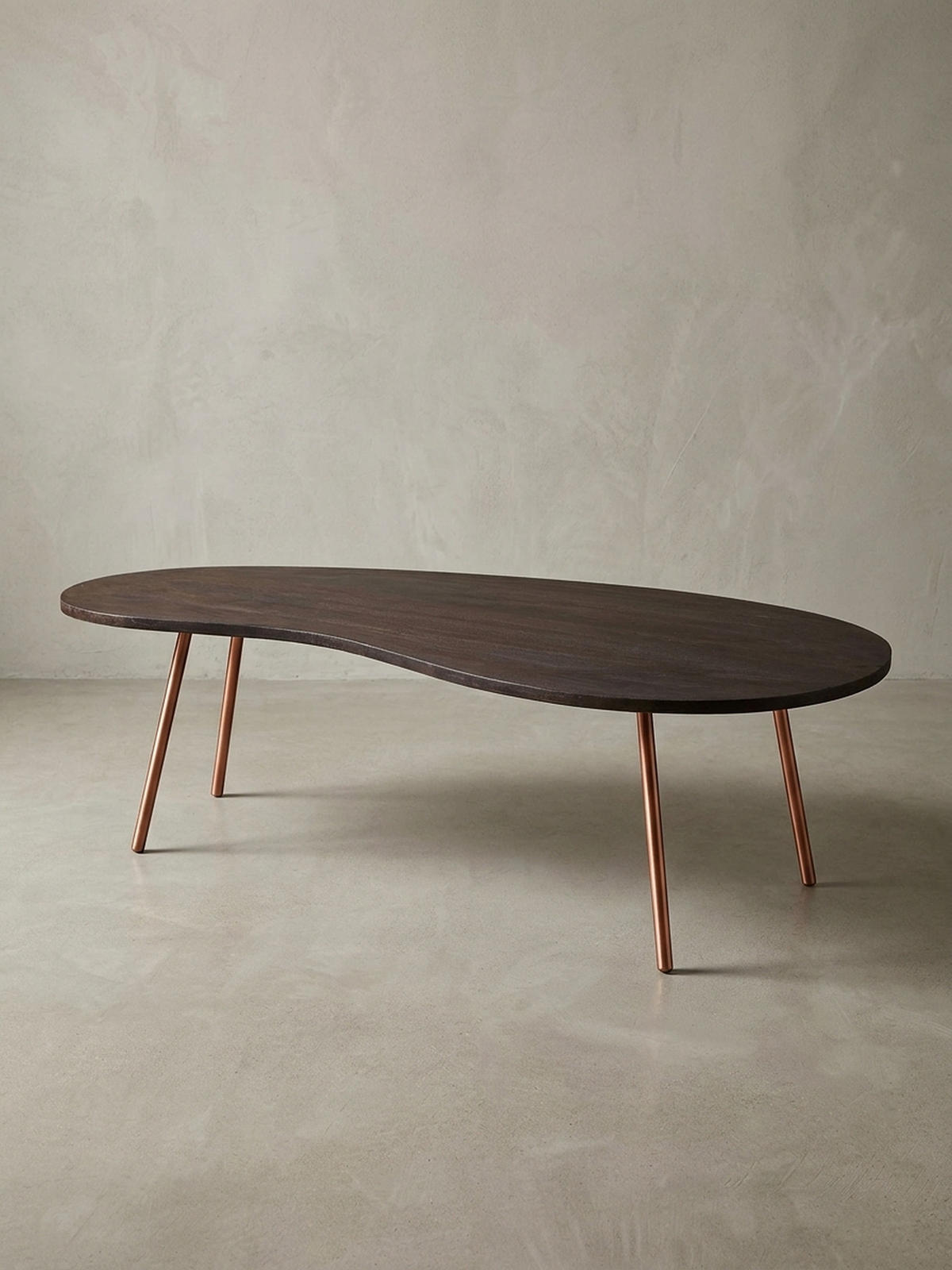 COUCHTISCH Retro-Stil mit Nierenform, Massivholz, Metallbeine, pflegeleichte Tischplatte, Beige 122x63x36 cm - Beige/Braun, Holz/Metall (63/122/36cm) - KADIMA DESIGN