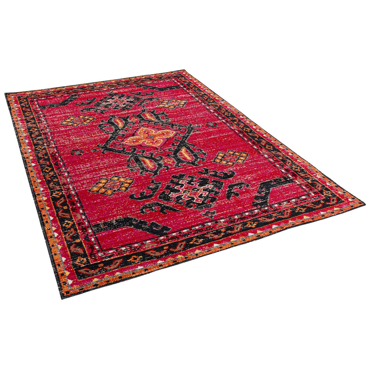 KURZFLOR DESIGNER TEPPICH MODERN VINTAGE ORIENT MUSTER - Rot, Textil (80/150cm) - Pergamon