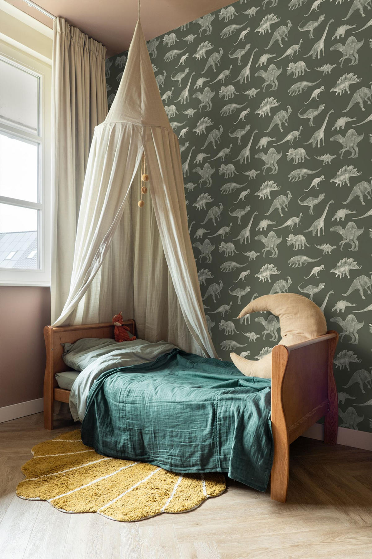 TAPETE Dinosaurier 50 x 900 cm - Grün, Papier (50/0.1cm) - ESTAhome