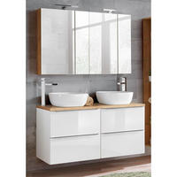 BADMÖBEL-SET 2-TLG. Toskana-56 - Weiß, Holzwerkstoff (120/200/46cm) - Lomado