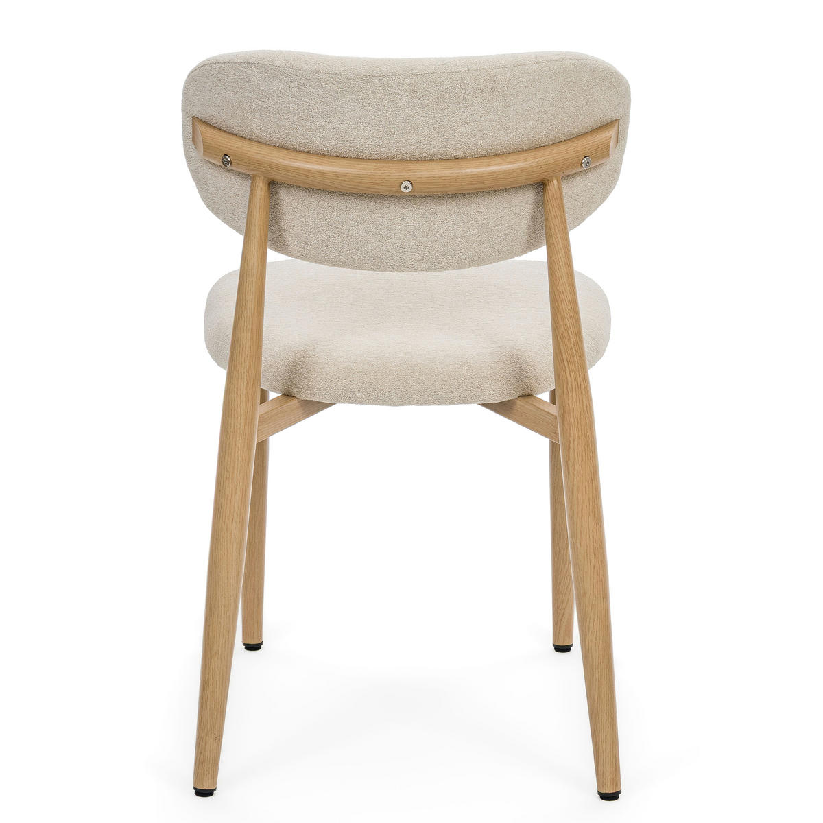 STUHL ALMO gepolstert Beine in Holzoptik - hellbeige - Boucle - Eichefarben/Beige, Textil/Metall (47/77/54cm) - NEW HOME