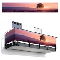 BALKON-SICHTSCHUTZ Baum - Heidekraut - Sonnenaufgang - Flieder, Kunststoff (500/85cm) - MuchoWow