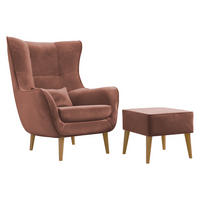 SESSEL Estjano mit Fußbank - Beige/Rosa, Holz/Textil (80/106/95cm) - MIRJAN24