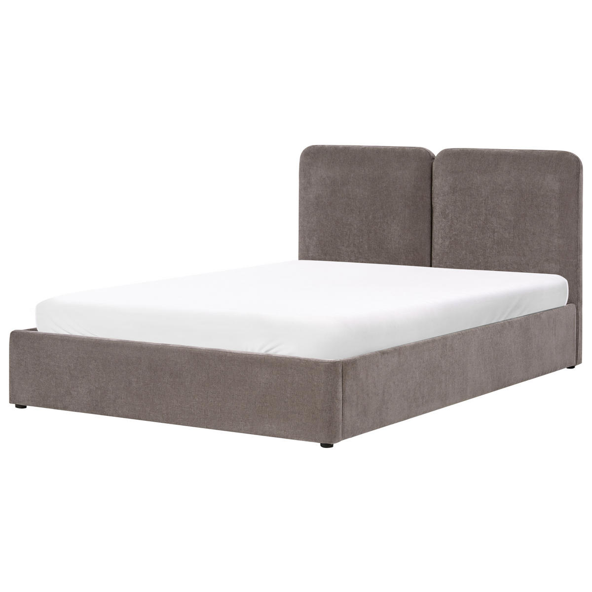 BETT mit Stauraum 160/200 cm Chenillegewebe Taupe Arbois - Taupe, Textil (160/200cm) - Beliani