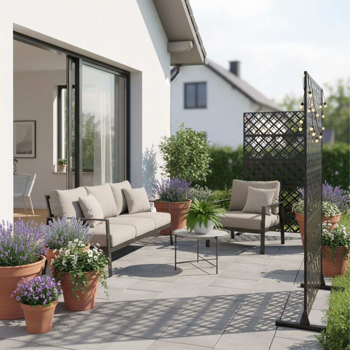 SICHTSCHUTZ Outdoor - Schwarz, Metall (110/183cm) - Relaxdays