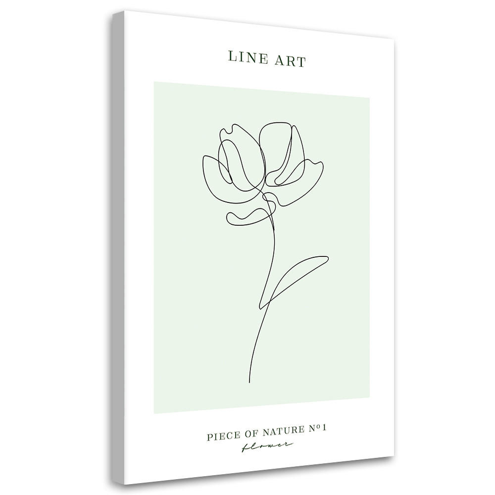 WANDBILD blume line art - Türkis, Textil (40/60cm) - Feeby