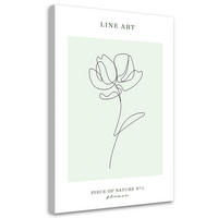 WANDBILD blume line art - Türkis, Textil (40/60cm) - Feeby