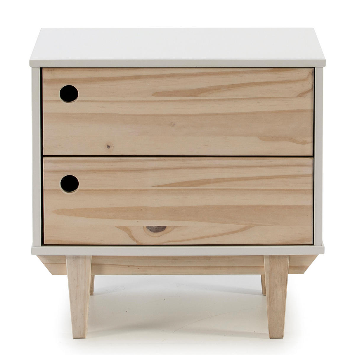 NACHTTISCH Roma 2 Schubladen Weiß - Weiß, Holz (50/49/35cm) - VS Venta-stock