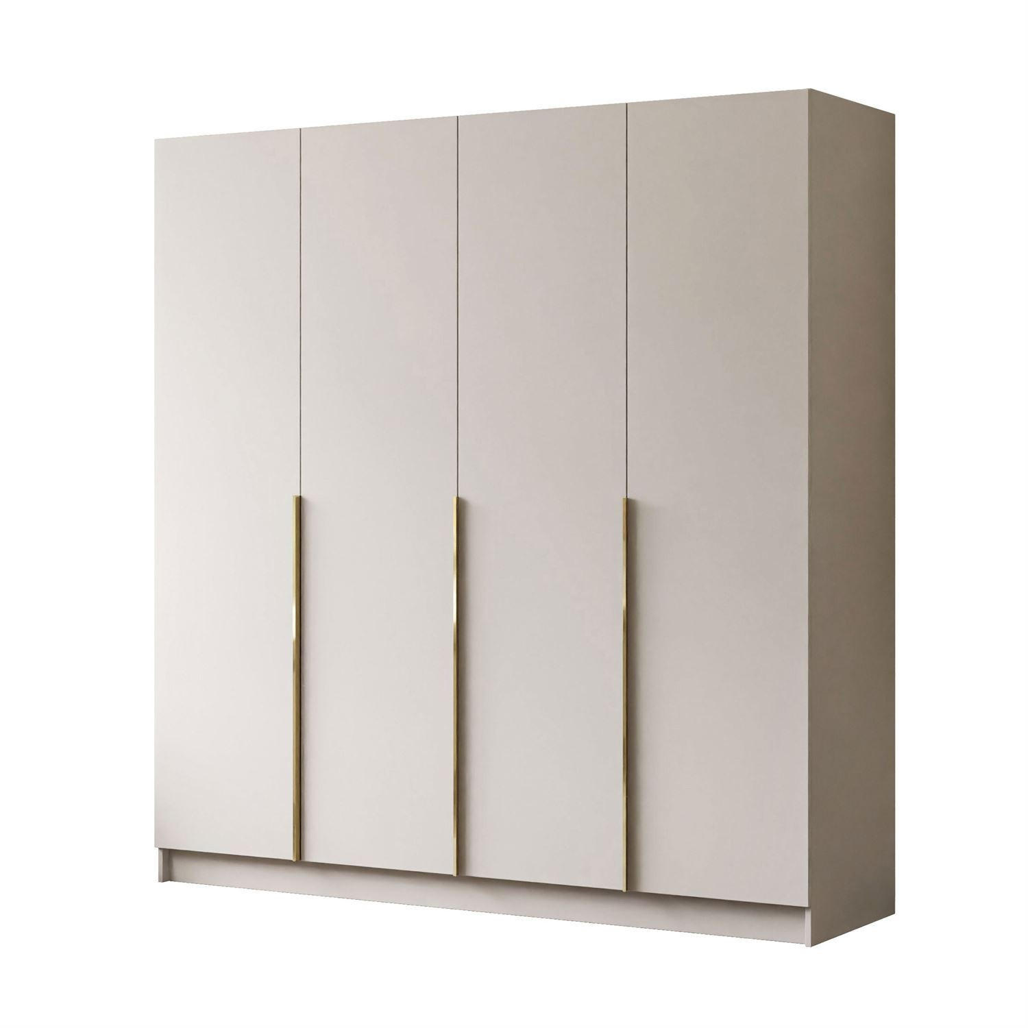 KLEIDERSCHRANK AUREL 4D in KASCHMIR mit goldenen Griffen - Kaschmir/Goldfarben, Holzwerkstoff (200/200/57cm) - Lookway