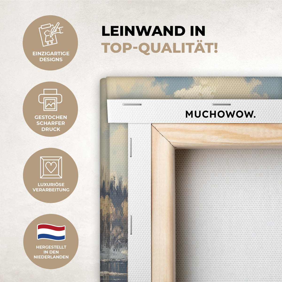 LEINWANDBILD Winter - Schnee - Zuhause - Natur 40x30 cm - Hellbraun, Textil (40/30cm) - MuchoWow