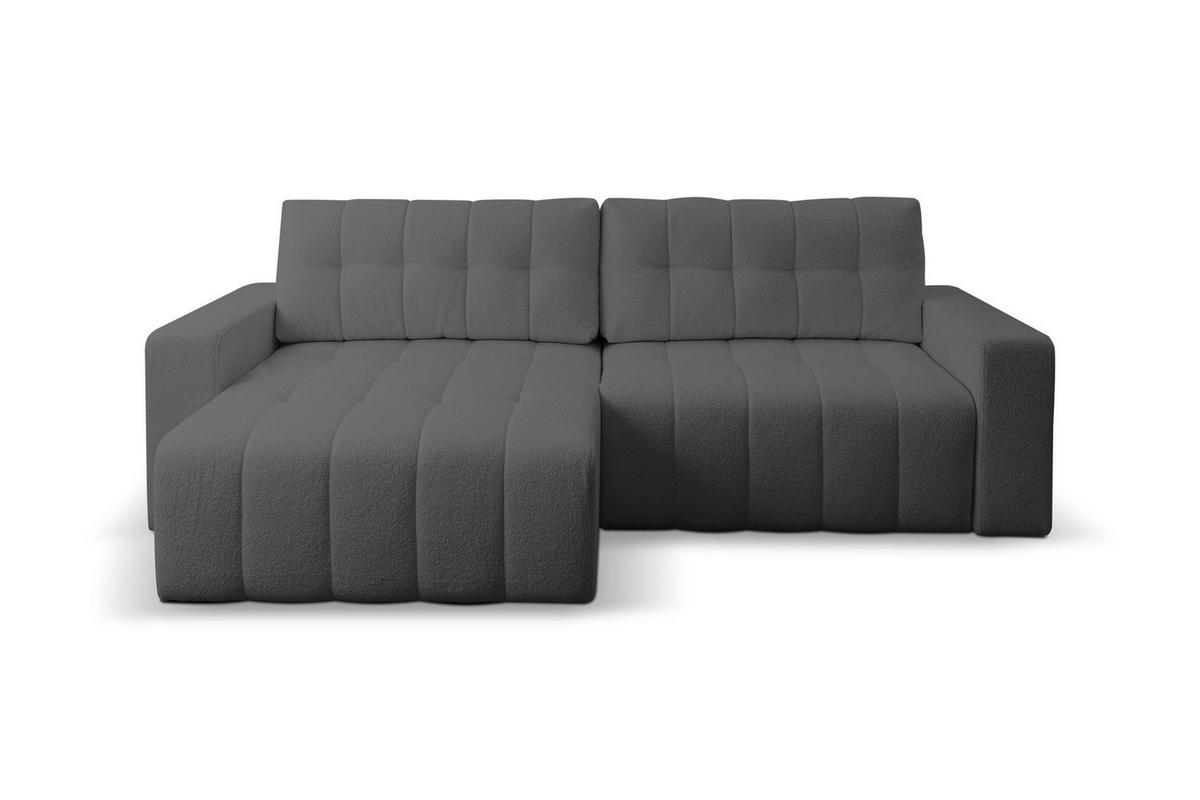 ECKSOFA Masina Grau, Schlafsofa aus Veloursstoff - Grau, Holzwerkstoff (245/143cm) - Bettso