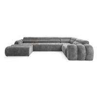 6-SITZER modulares Wohnlandschaft U XXL VEER SET 3 Rechts, 368 x 200 cm, Chenille Webstoff Grau - Schwarz/Grau, Holz/Kunststoff (200/75/368cm) - Muffo