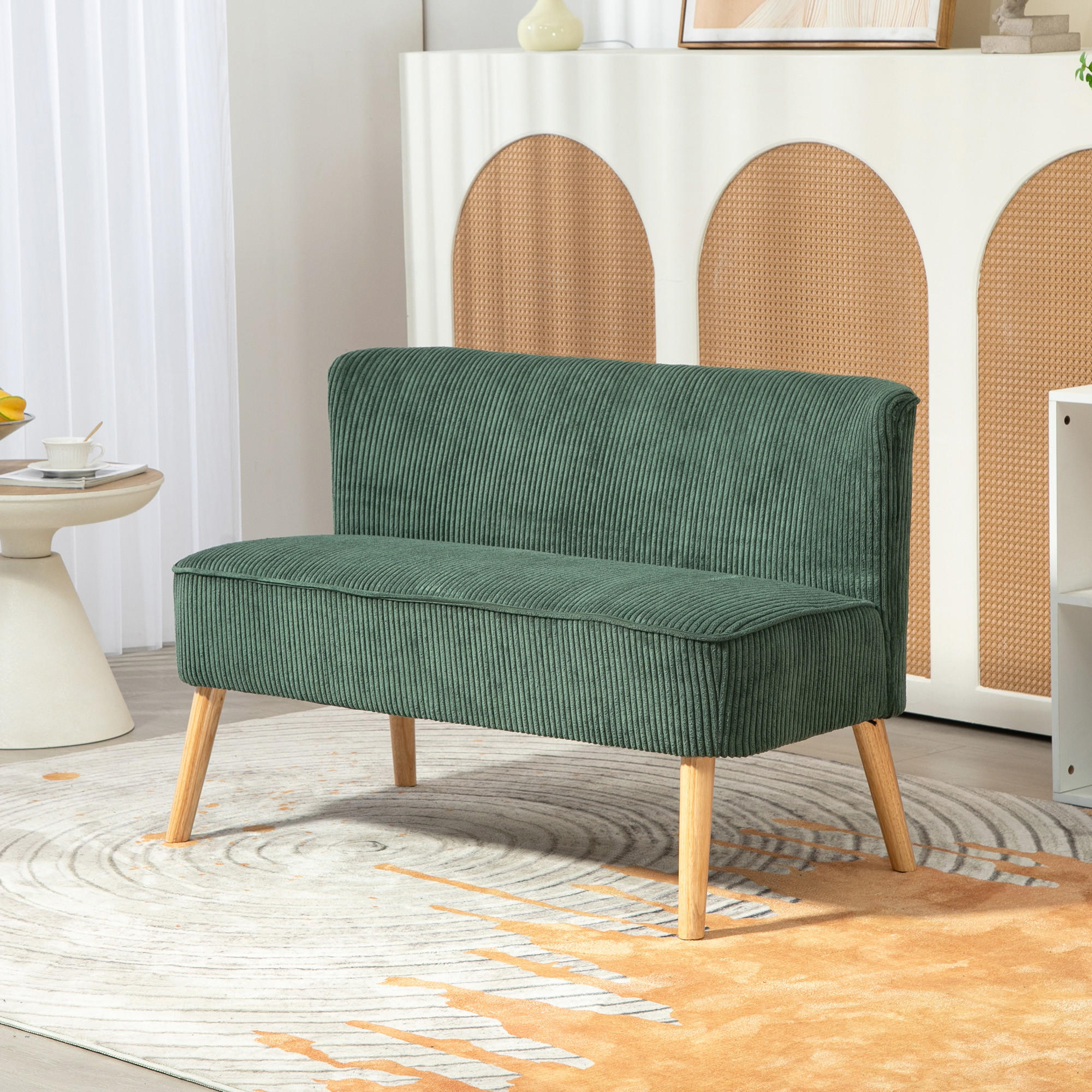 SOFA, 2 Sitzer , 117 x 56,5 x 77 cm, Grün - Grün, Kunststoff (117/77/56.5cm) - HOMCOM