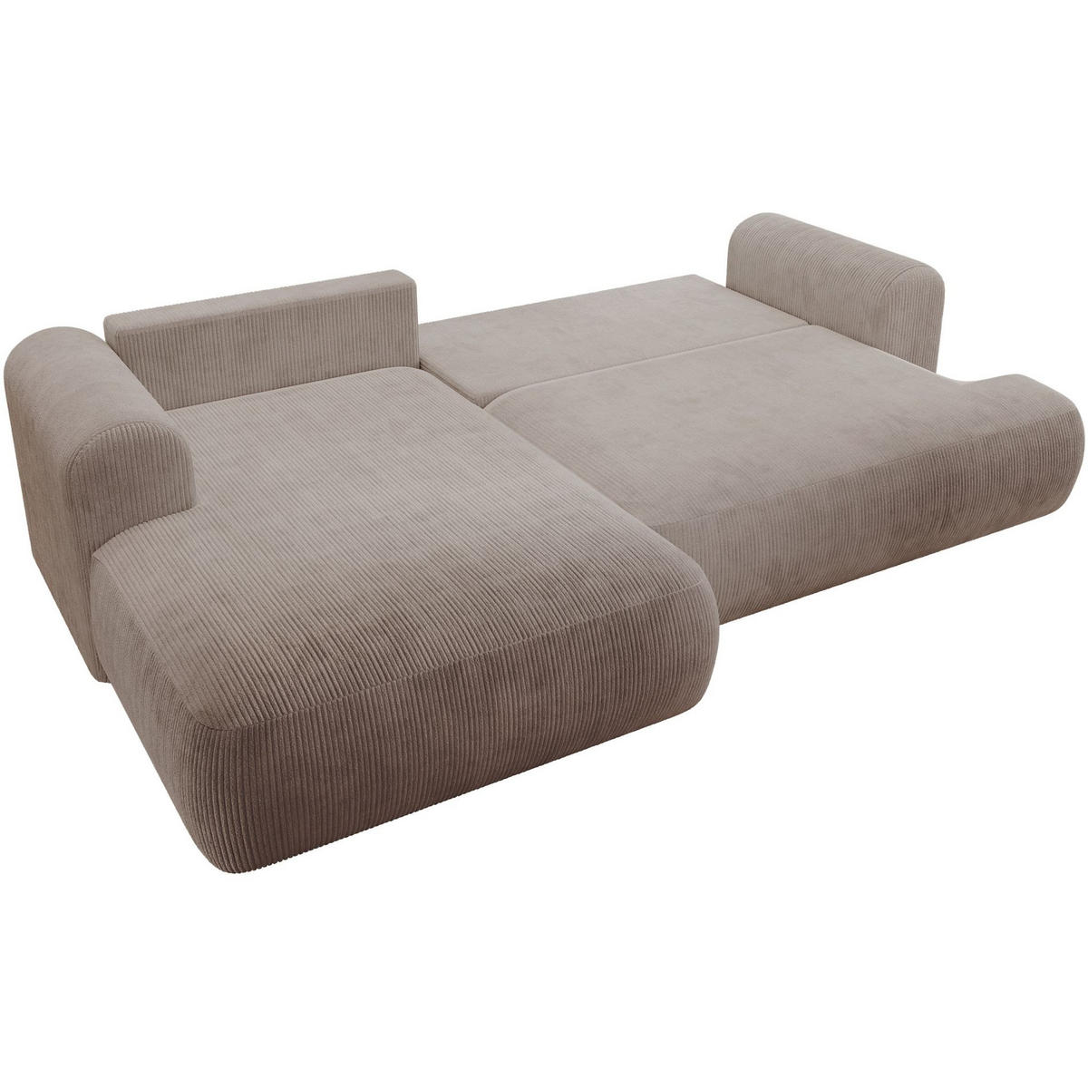 ECKSOFA Ovo Cord mit Cordbezug Beige, links - Beige/Schwarz, Textil (260/165cm) - Selsey