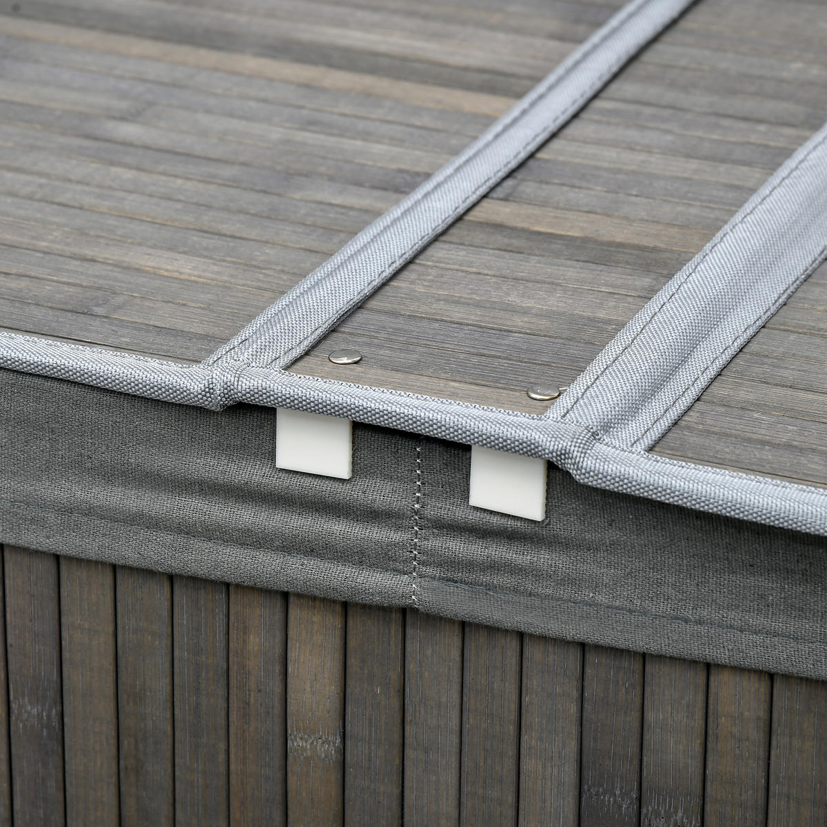 WÄSCHEKORB mit Deckel 100L, Bambus, Grau - Grau, Naturmaterialen (62.5/60.5/37cm) - HOMCOM