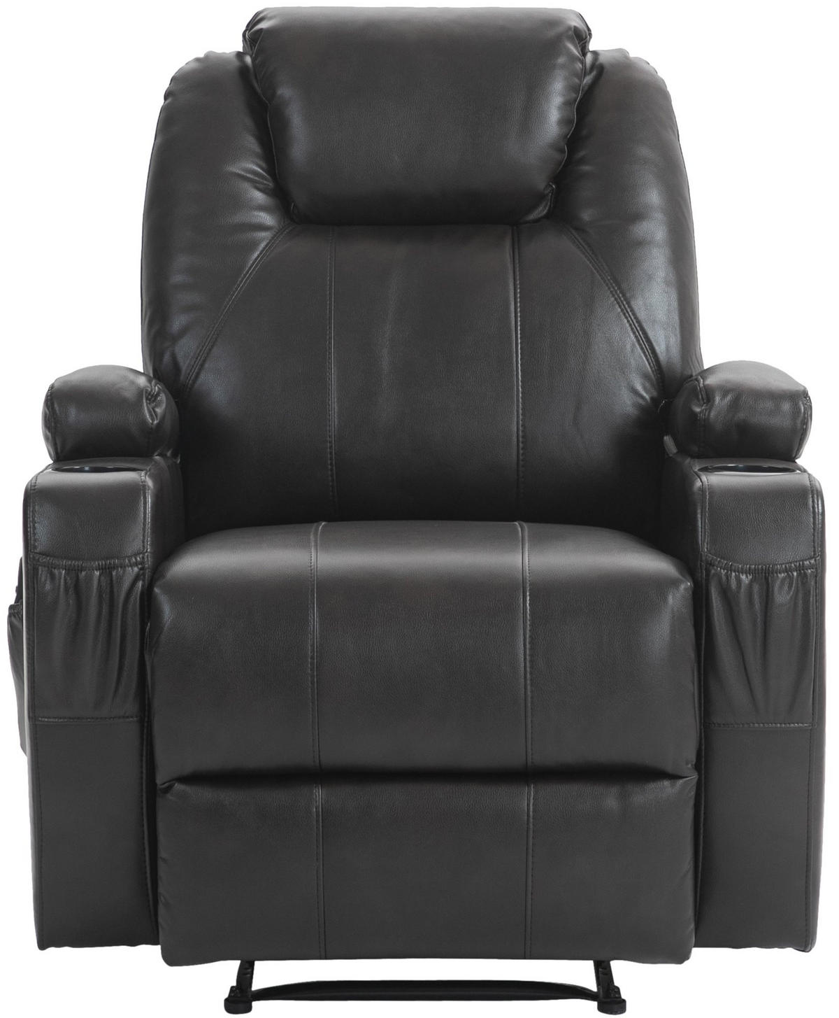 SESSEL Lederlook braun - Schwarz/Braun, Textil/Metall (83/105/94cm) - CLP