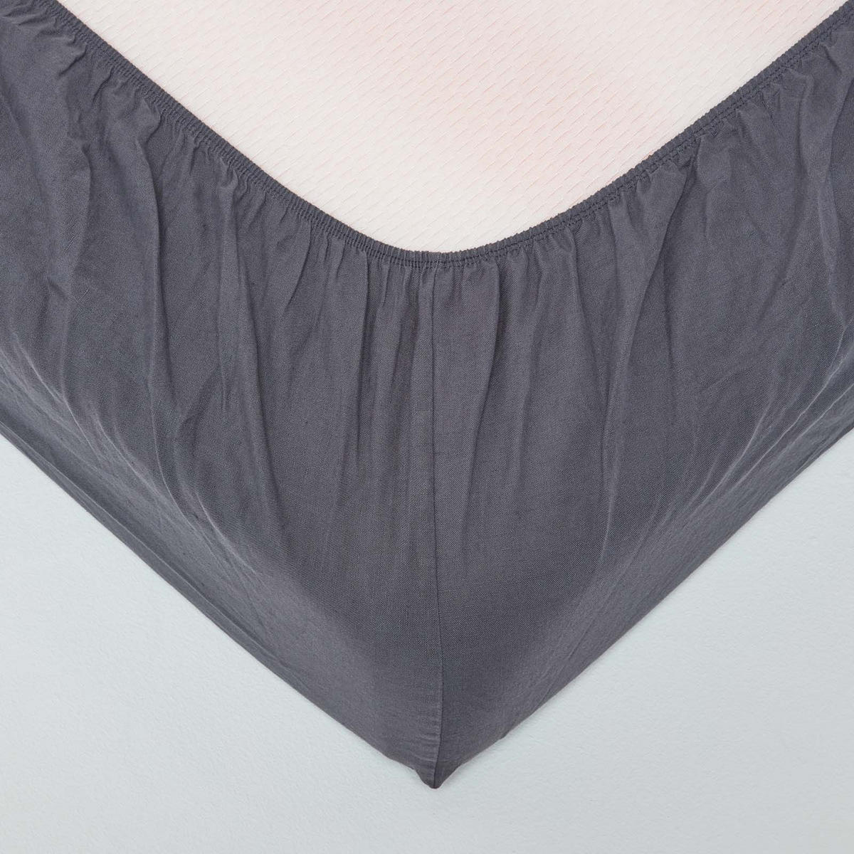 LEINEN-SPANNBETTLAKEN extra hoch, 60% Leinen & 40% Baumwolle - Dunkelgrau, Textil (90/190cm) - Homescapes