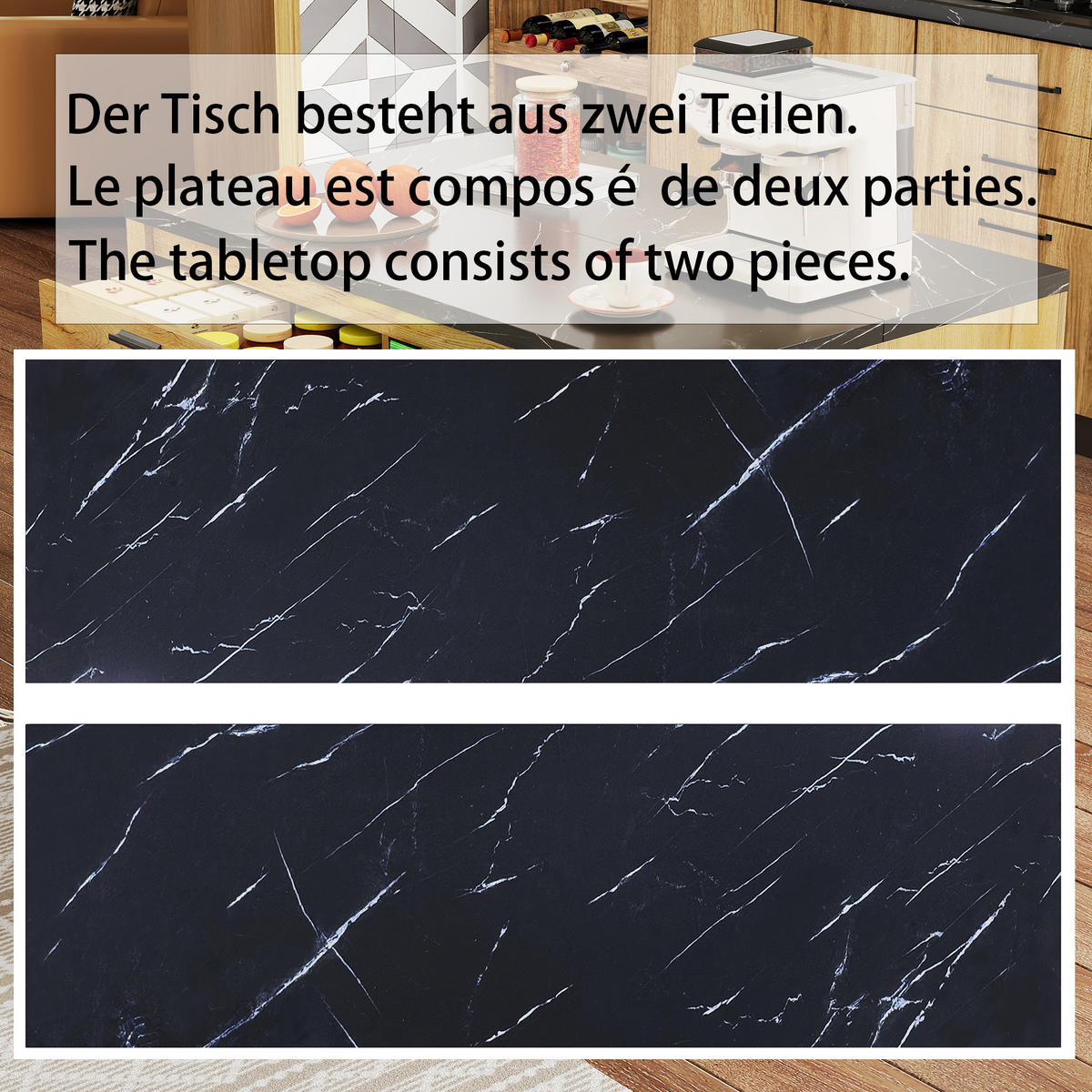 KÜCHENINSEL Schwarz 120/75/90 cm - Schwarz, Holzwerkstoff (120/90/75cm) - PANGIVO