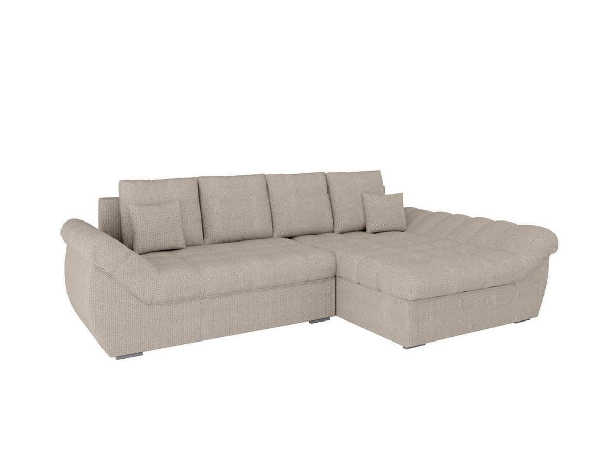 ECKSOFA ZAYA mit Schlaffunktion L-Form, Sofa mit Bettkasten, Wohnzimmersofa, Couch, Soffa, Bettsofa, RECHTS- Creme - Creme, Holz (279/175cm) - Homesy
