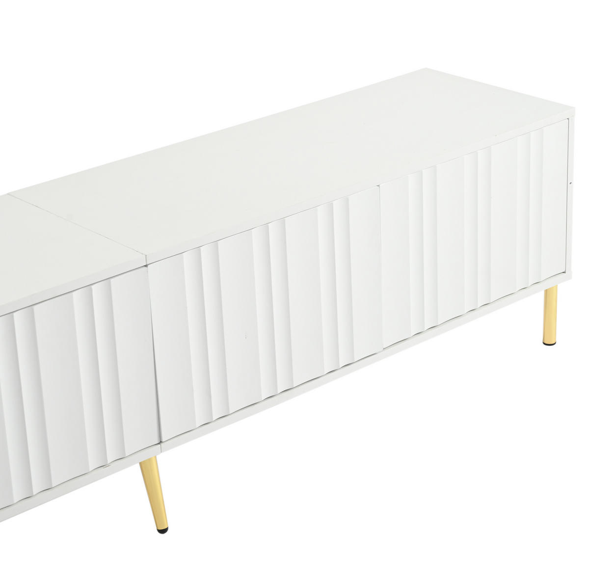 LOWBOARD 190/38/48 cm Weiß aus MDF und Spanplatte mit gerillten Türen - Weiß, Holzwerkstoff (38/48/190cm) - OKMYHOME