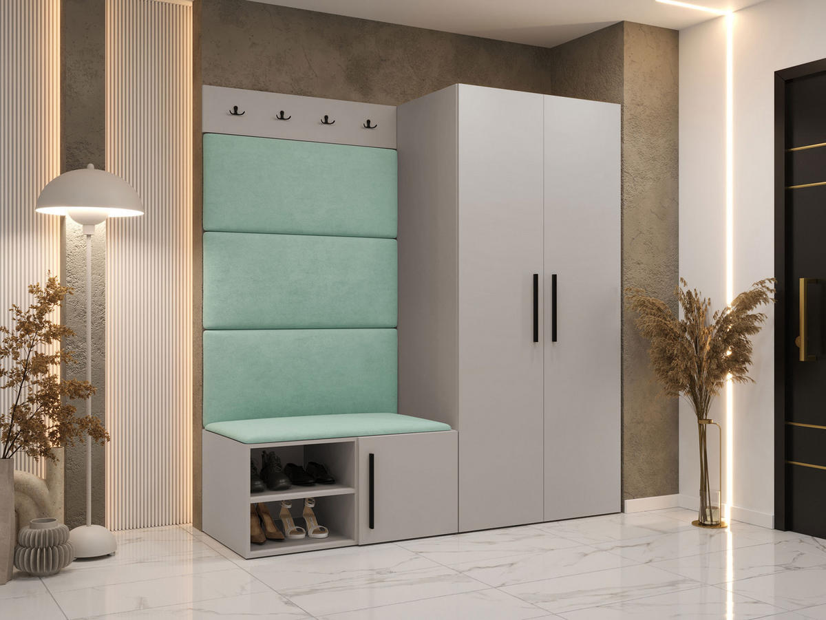 GARDEROBEN-SET Medi I - Kaschmir/Schwarz, Holzwerkstoff/Kunststoff (80/191/50cm) - MIRJAN24