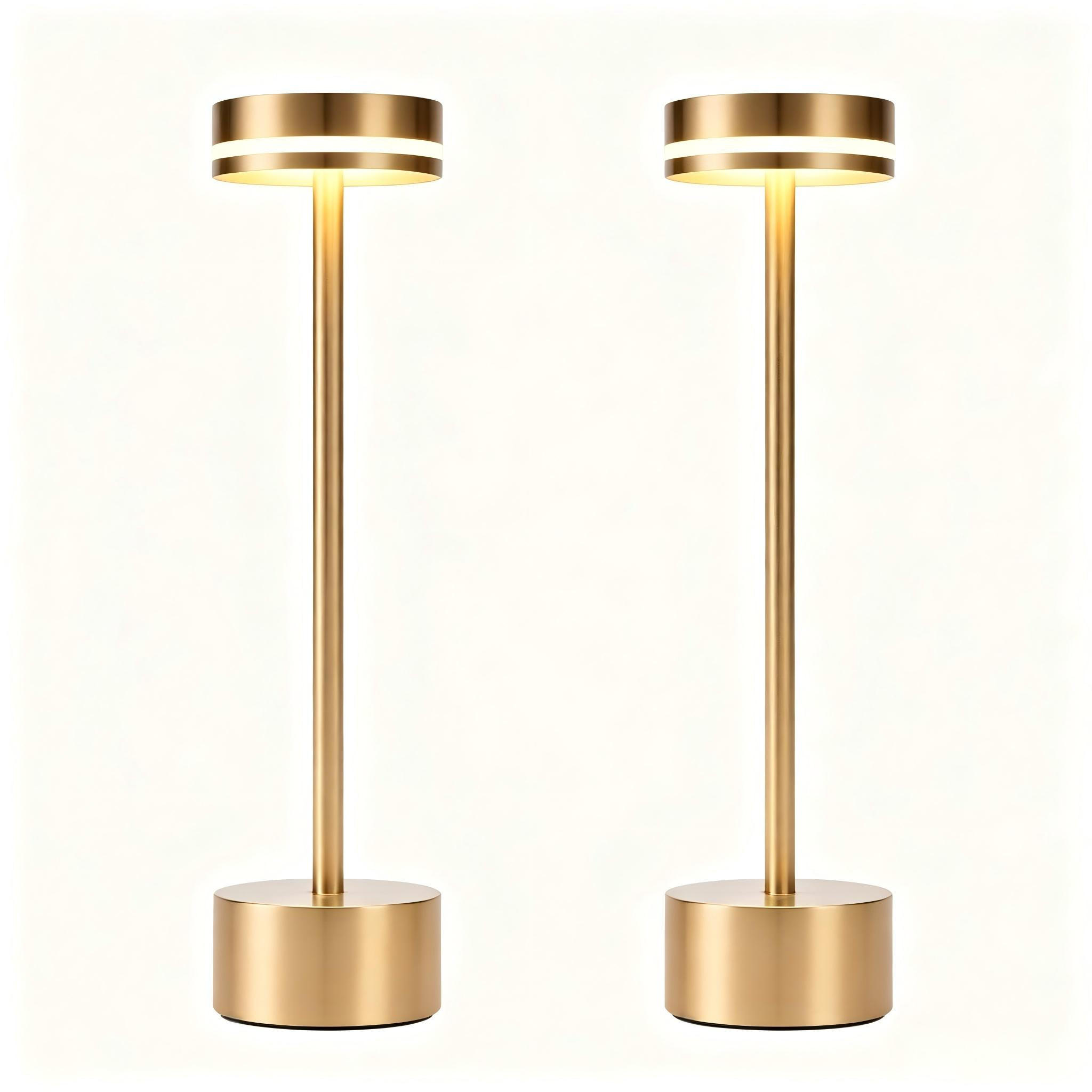 TISCHLEUCHTE Strahler 8/8/31.5 cm（2er-set） - Goldfarben, Kunststoff/Metall (8/8/31.5cm) - ZMH