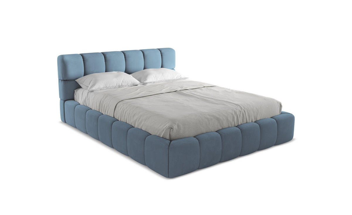 POLSTERBETT mit Bettkasten und Lattenrost 180x228 Blau - Blau/Blaugrau, Kunststoff/Textil (160/200cm) - Makamii