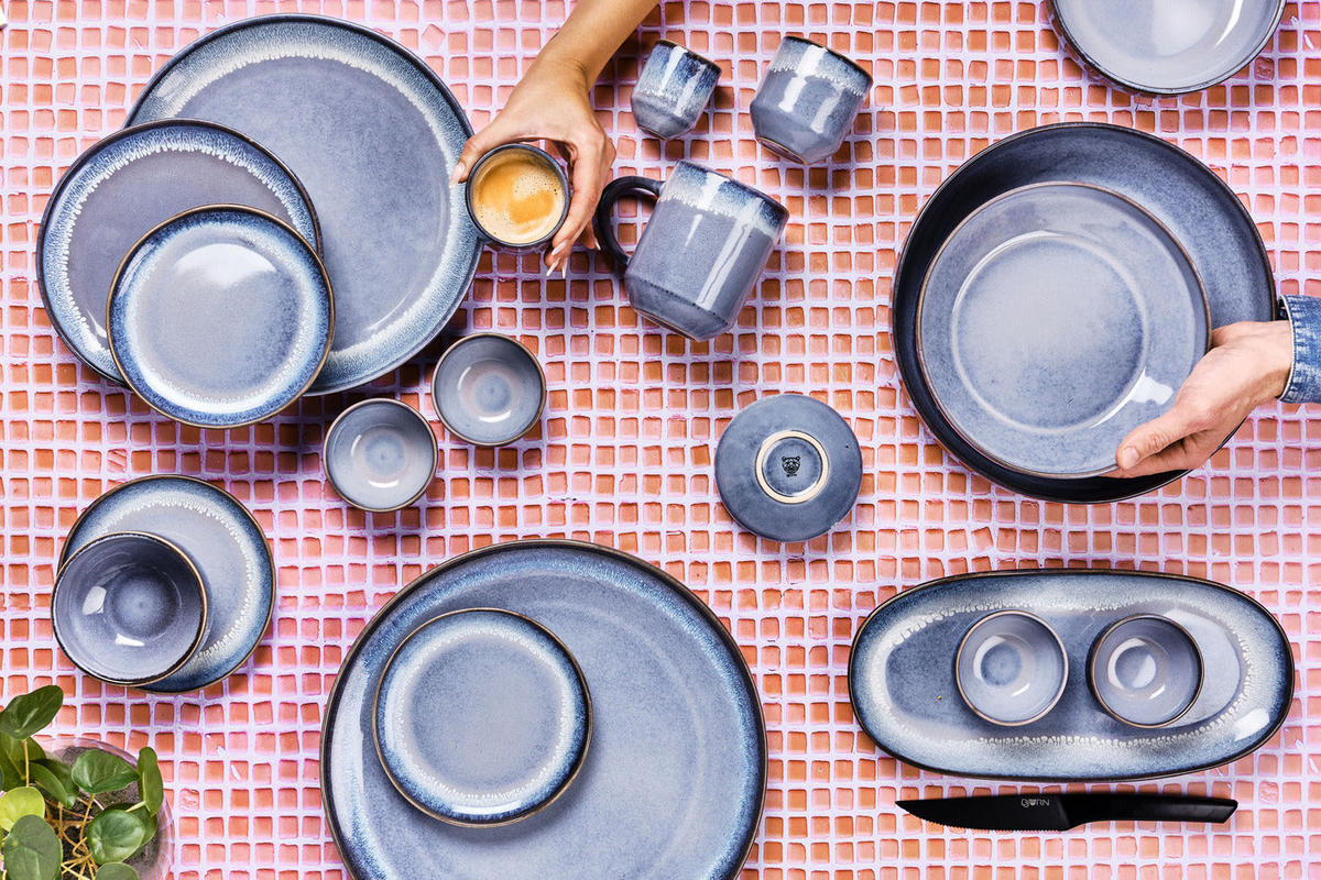 SERVIERPLATTE Genesis Ø33cm - Meer - Blau, Keramik (33/3.5/33cm) - Björn