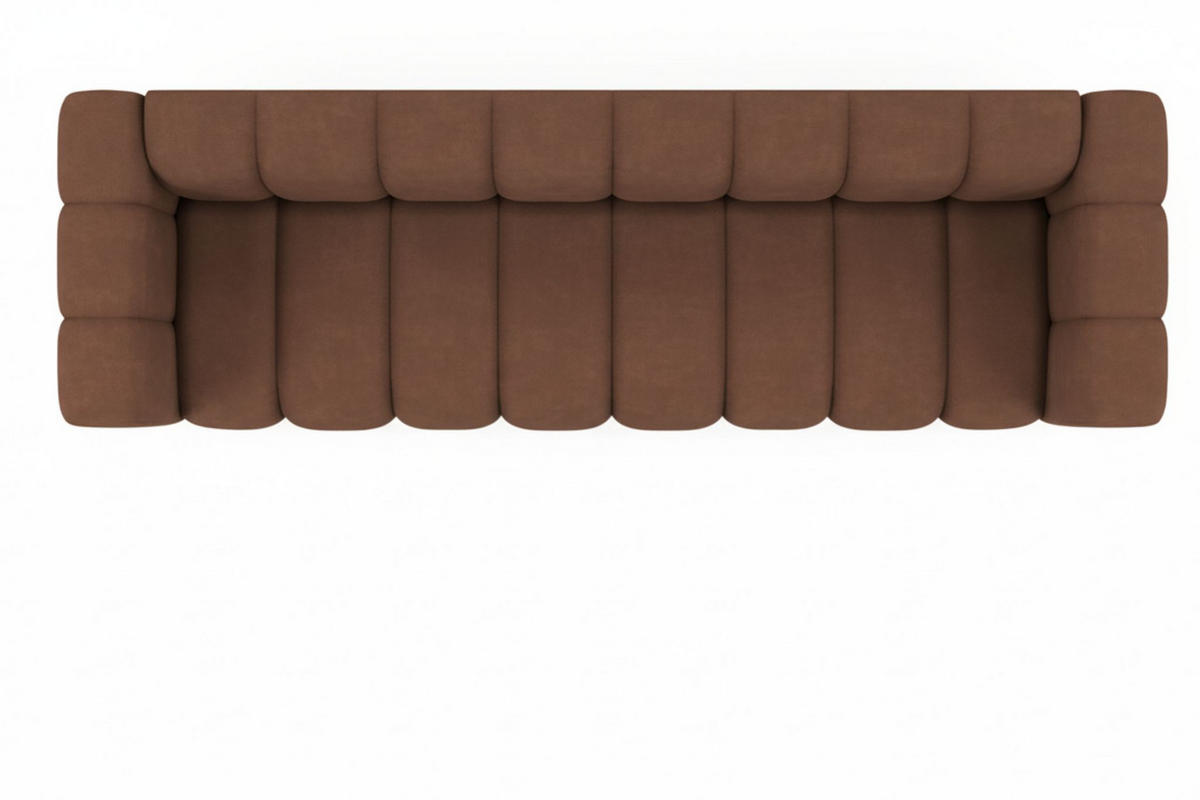 COUCH, Viersitzer-Sofa Grand, Veloursstoff Salvador, Dunkelbraun - Dunkelbraun, Holz (290/70/93cm) - Kaiser Möbel