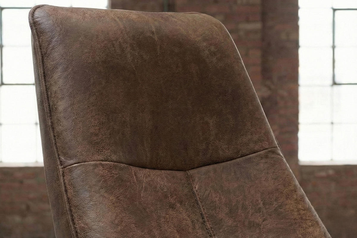 RELAXSESSEL FERREIRA Braun Lederfaserstoff Relaxfunktion - Schwarz/Braun, Leder/Metall (78/106/84cm) - KAWOLA