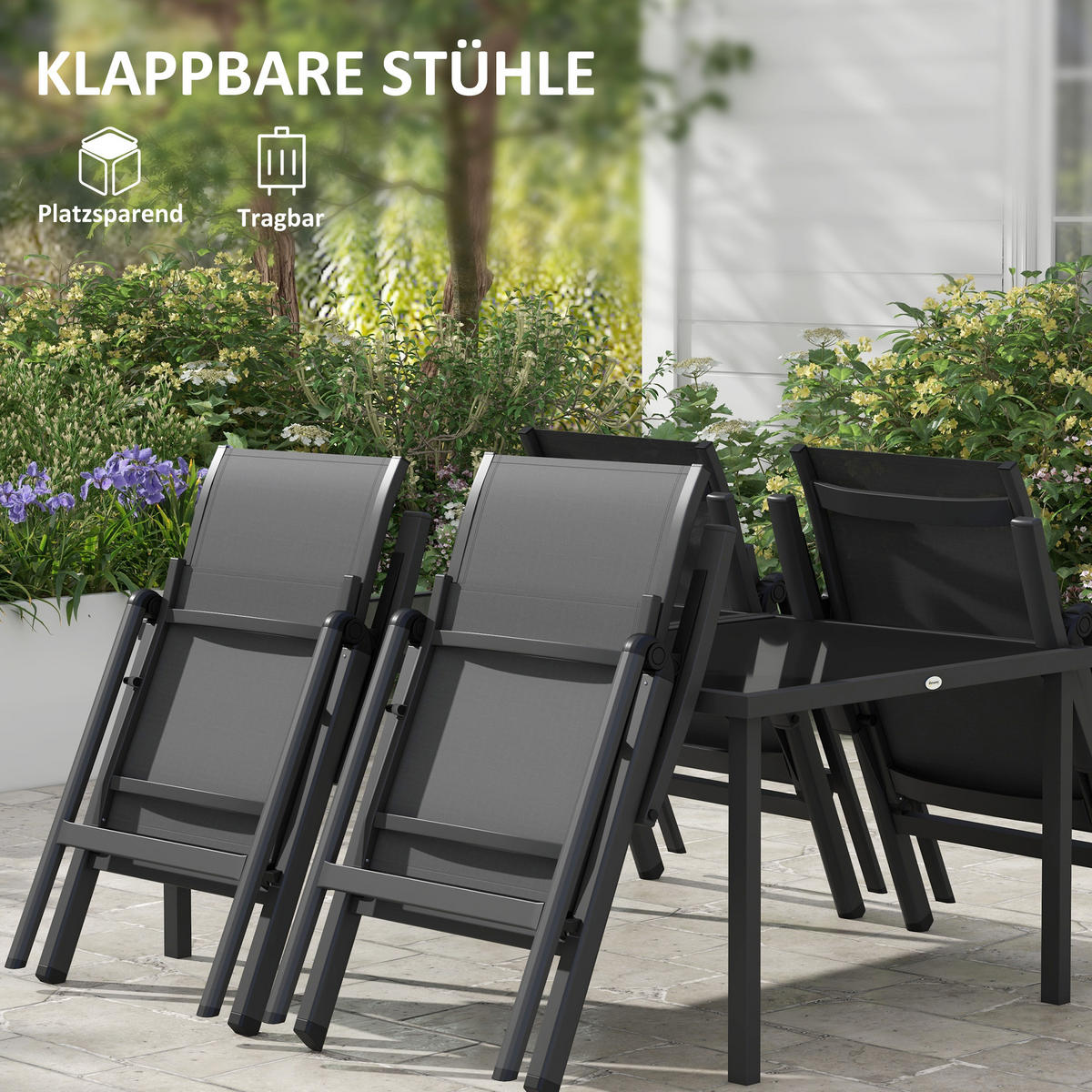 SITZGRUPPE, Schwarz, Aluminium - Schwarz, Metall - Outsunny
