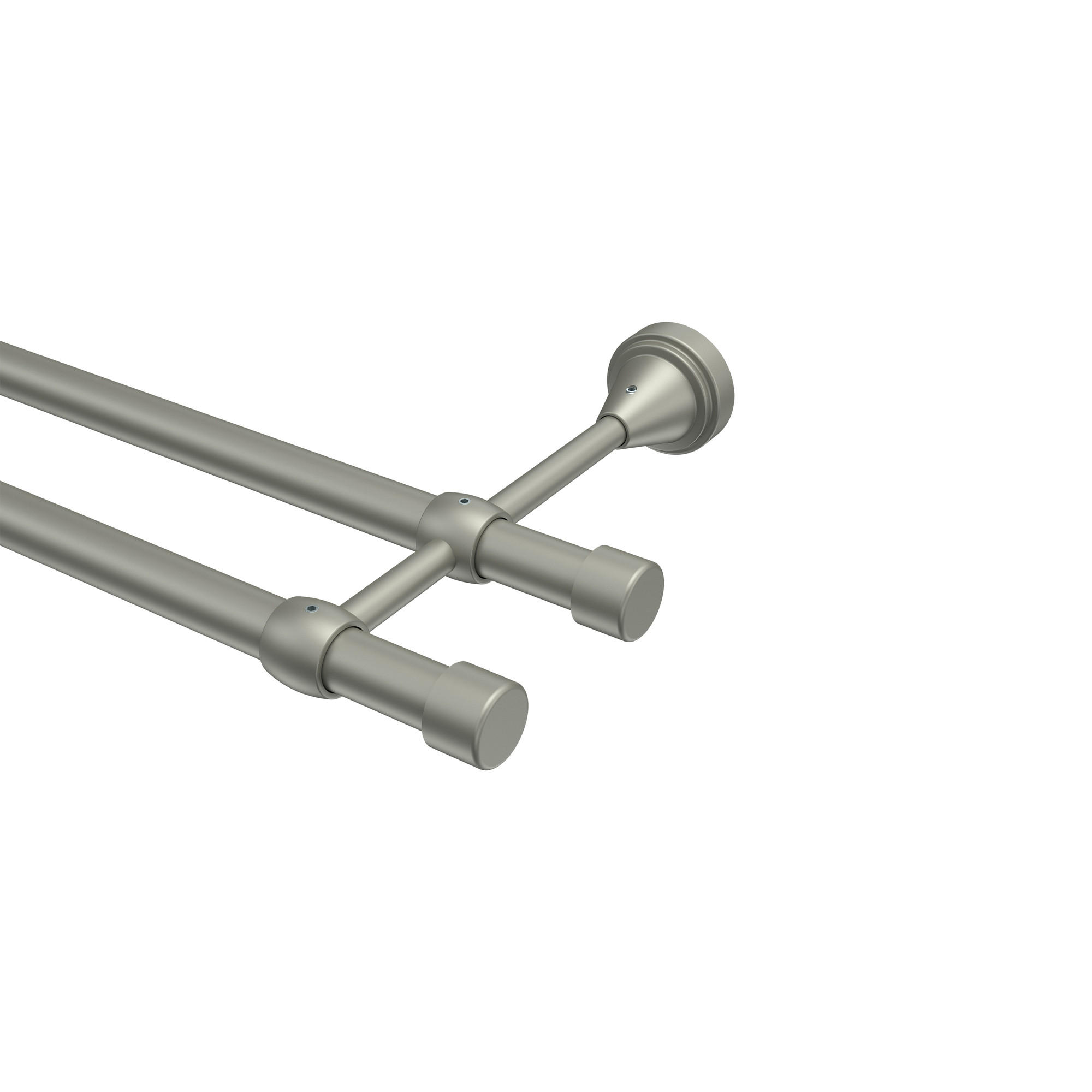 GARDINENSTANGE Primus Lucan 520 cm (geteilt in 4 x 130 cm), 2-läufig (ohne Ringe), 16 mm Ø Chrom matt - Chromfarben/Nickelfarben, Metall (520cm) - INTERDECO