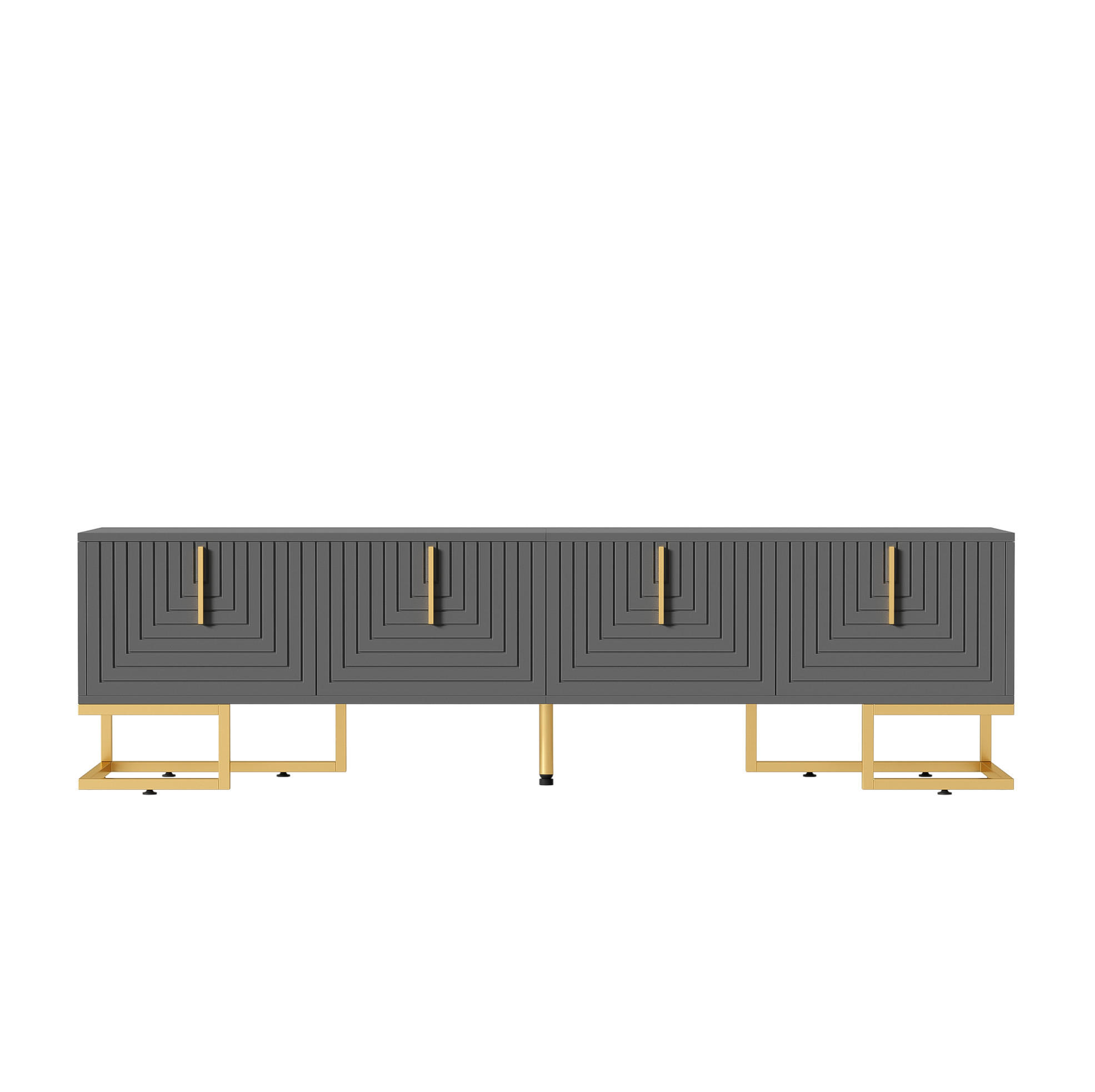 LOWBOARD 170/40/45,5 cm aus Spanplatte mit 4 Türen und goldfarbenen Metallfüßen Grauschwarz - Grau, Holzwerkstoff (170/45.5/40cm) - Modenvie