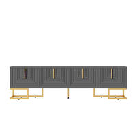 LOWBOARD 170/40/45,5 cm aus Spanplatte mit 4 Türen und goldfarbenen Metallfüßen Grauschwarz - Grau, Holzwerkstoff (170/45.5/40cm) - Modenvie