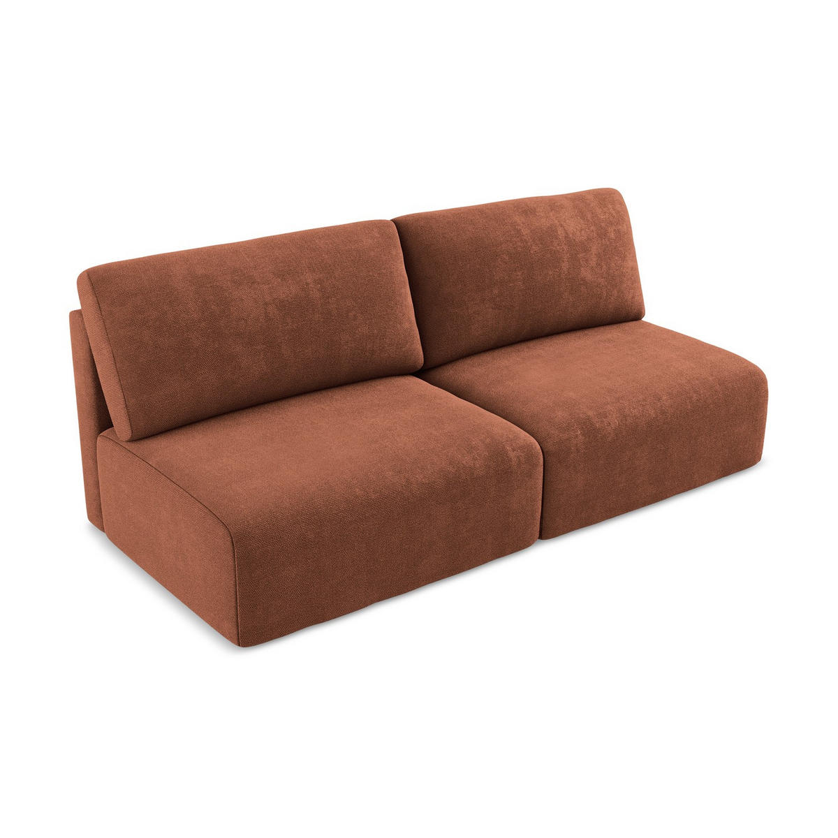 3-SITZER SOFA mit Schlaffunktion Chenille Stoff Orange - Terracotta/Schwarz, Kunststoff/Textil (216/79/102cm) - LaMiaSofa