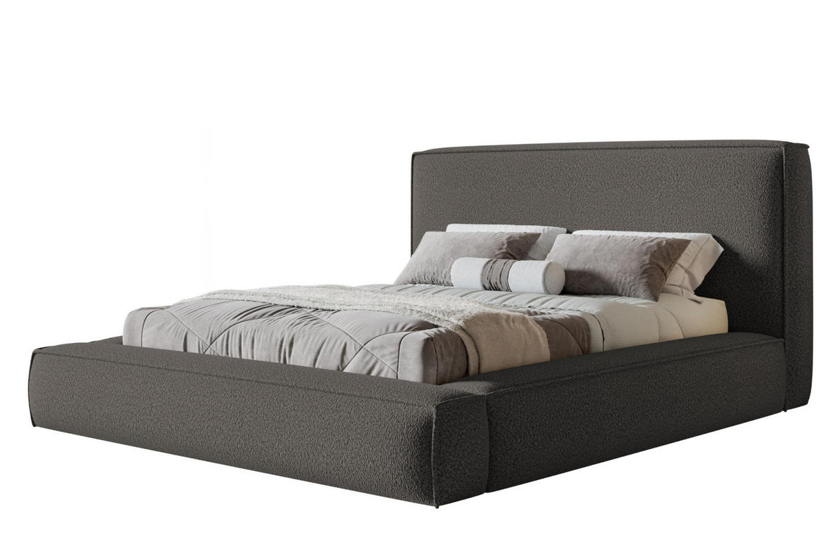 BETT 180x200 - Polsterbett mit Bettkasten und Holzrahmen - Modern Bett - Eleganter Catch-Me-Stoff - Kollektion Luna Maxi - Grau - Grau, Holz/Textil (180/200cm) - Alpi-Möbel