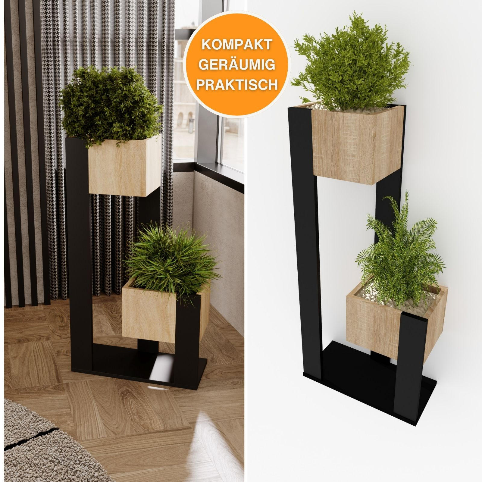 BLUMENSTÄNDER Duo 2 - Eiche Artisan, Holzwerkstoff (23/98/49cm) - RAUMHIRSCH FURNITURE