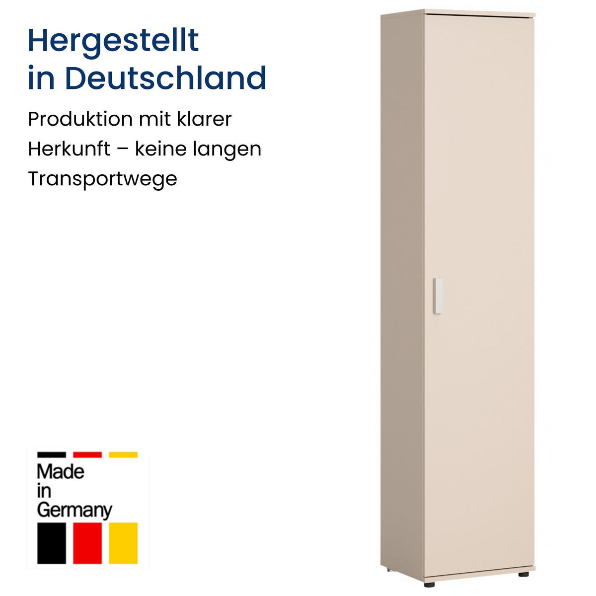 MEHRZWECKSCHRANK mit 1 Tür & 4 Einlegeböden in Kaschmir - Kaschmir, Holzwerkstoff (40/184/35cm) - Home Collective