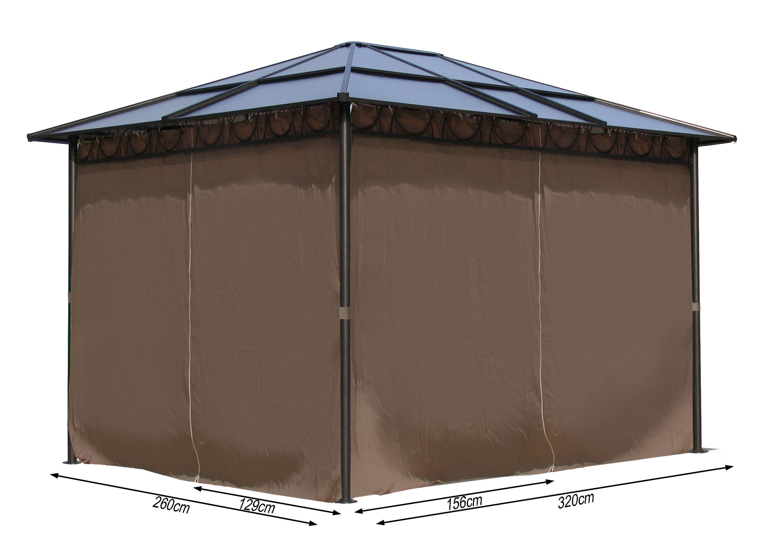 SEITENWAND Set Hardtop Pavillon 3x3,6m - Braun, Textil (285/195/1cm) - QUICK STAR
