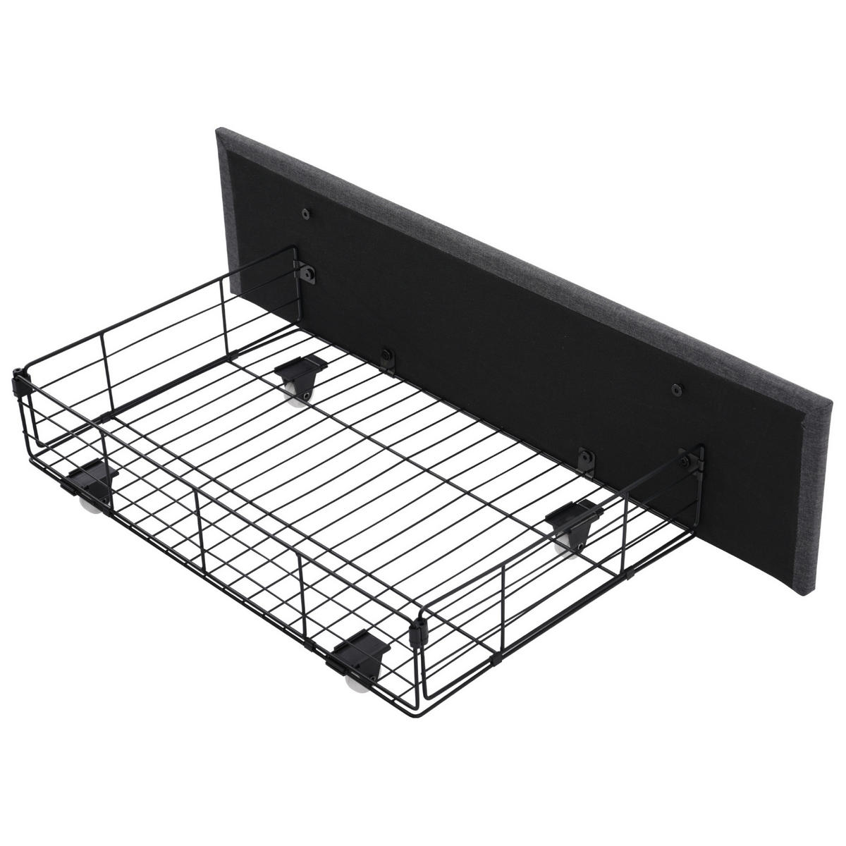 POLSTERBETT aus Leinen 90x200 cm Grau mit LED-Beleuchtung, USB-/USB-C-Anschlüssen und 2 Schubladen - Grau, Textil (90/200cm) - IVMEU