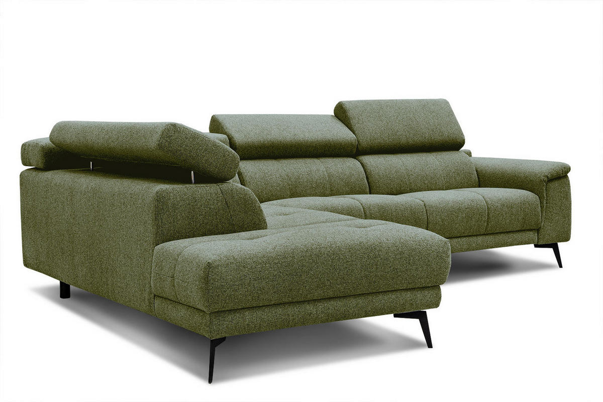ECKSOFA FIERO 5-Sitzer, olivgrün - Schwarz/Olivgrün, Holzwerkstoff/Textil (158/269cm) - Courtois Laville