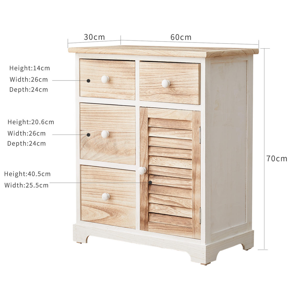 KOMMODE Braun 30/60/70 cm - Braun, Holz (30/70/60cm) - Mobili Rebecca
