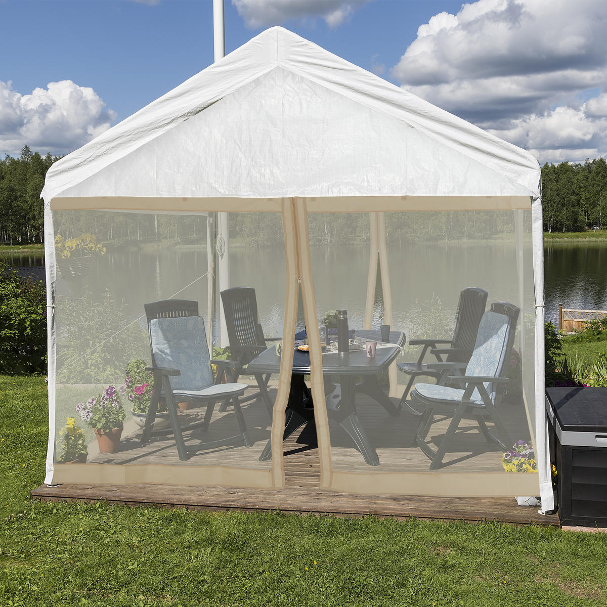 MOSKITONETZ Pavillon - Beige, Kunststoff (1200/200/0.1cm) - Relaxdays