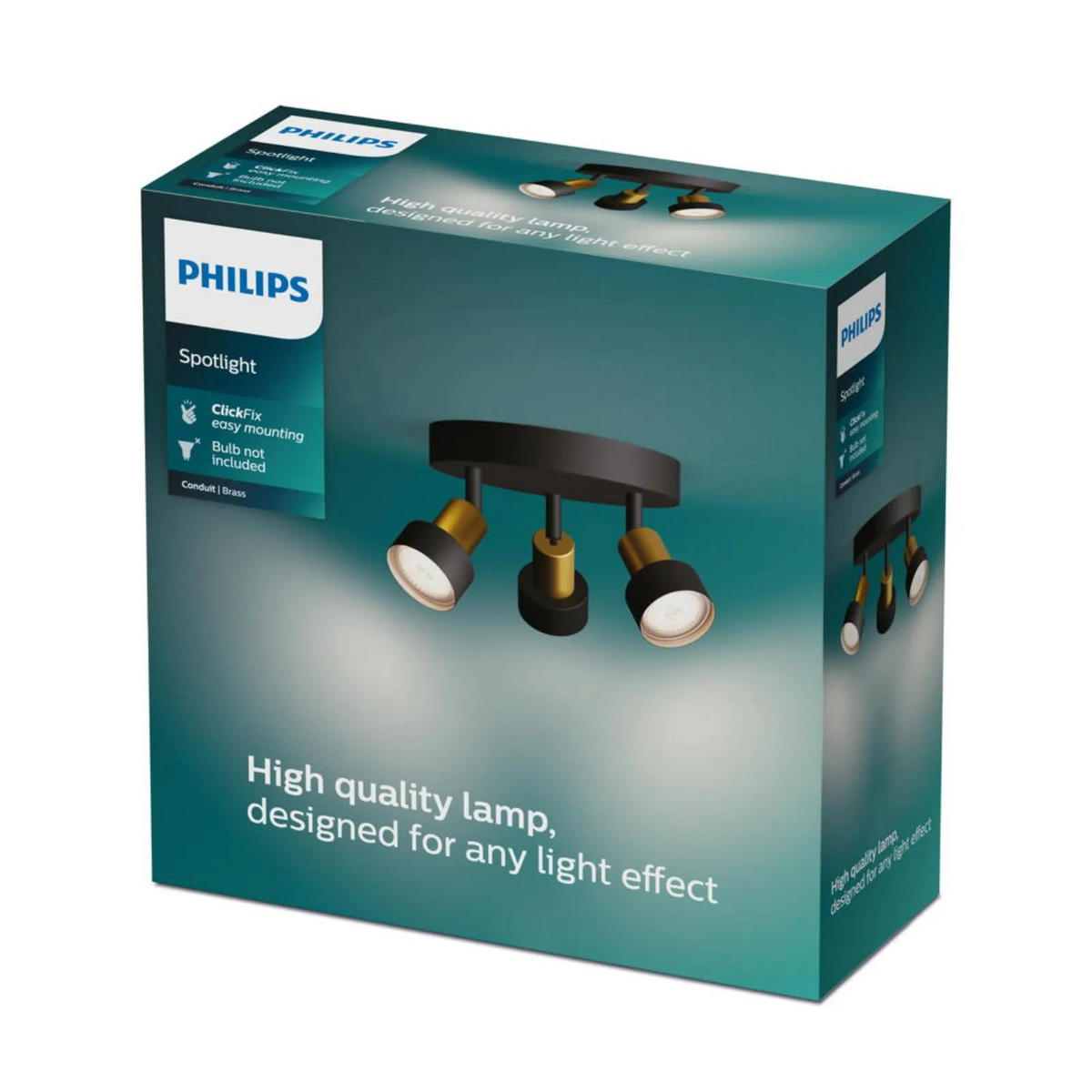 DECKENLEUCHTE Conduit Schwarz - Goldfarben/Schwarz, Metall (9.8/9.8/13.4cm) - Philips