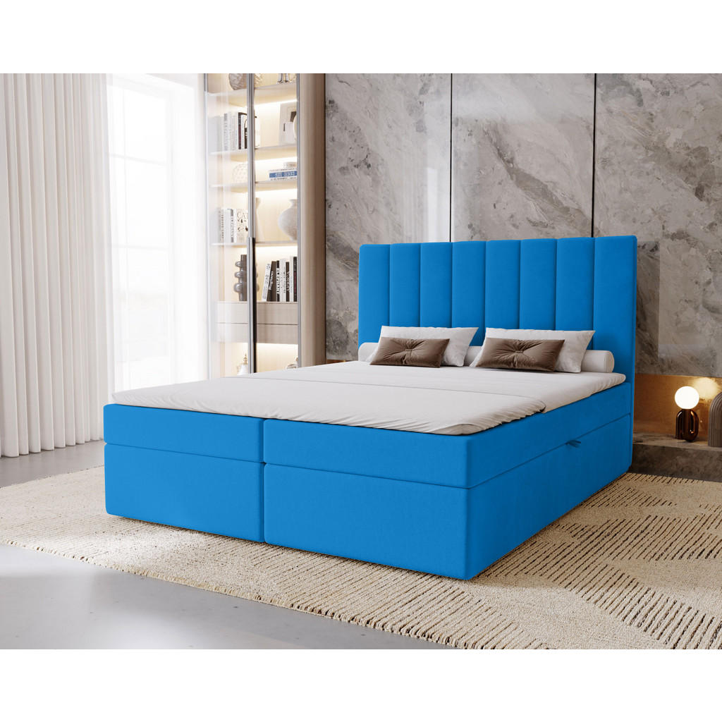 Thumbnail - Marpur Boxbett, Hellblau, Textil, Höhe ca. 16 cm, 180x200 cm, Oeko-Tex® Standard 100, Schlafzimmer, Betten, Boxspringbet...