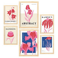 POSTER Set Mit 6 Blumen Hof Natur Und Botanikdrucke Für Innenarchitektur A3 & A4 Rahmen Aus Hellem Holz - Beige, Papier (29/3cm) - Nacnic